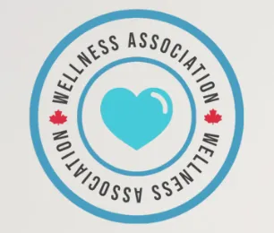 National Wellness Association circular logo with a blue heart and red maple leaves
